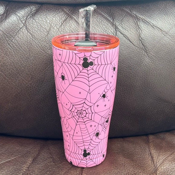 Disney Mouse Ears & Spider Webs Pink Halloween Travel Tumbler - Picture 6 of 7